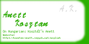 anett kosztan business card